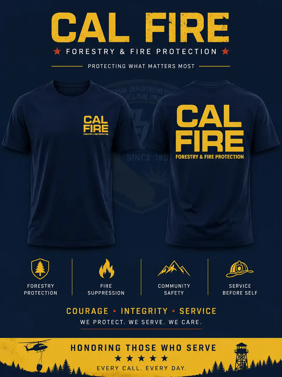 Fire Country Cal Fire Forestry Fire Protection T-Shirt