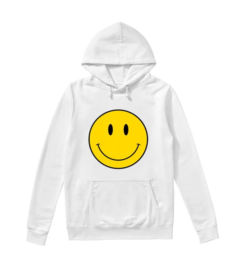 White hoodie with smiley face sale