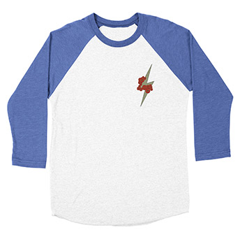 Bolt with Poppy Flower Baseball Shirt