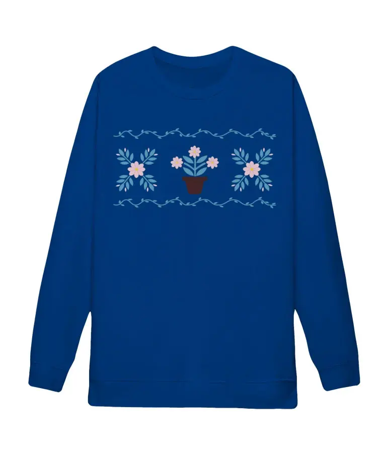 Susan Ted Flower Plant Blue Sweatshirt