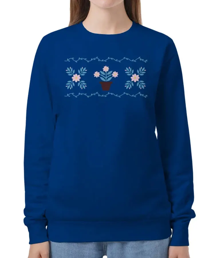 Ted Susan Flower Plant Blue Sweatshirt