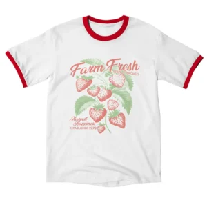 Alternative view of High Potential Ava Farm Fresh Strawberry Ringer T-Shirt