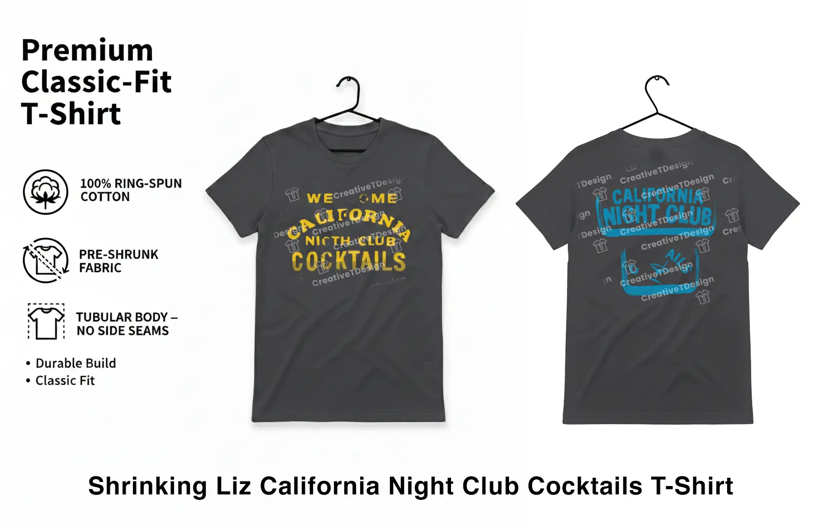 Shrinking Liz California Night Club Cocktails T-Shirt