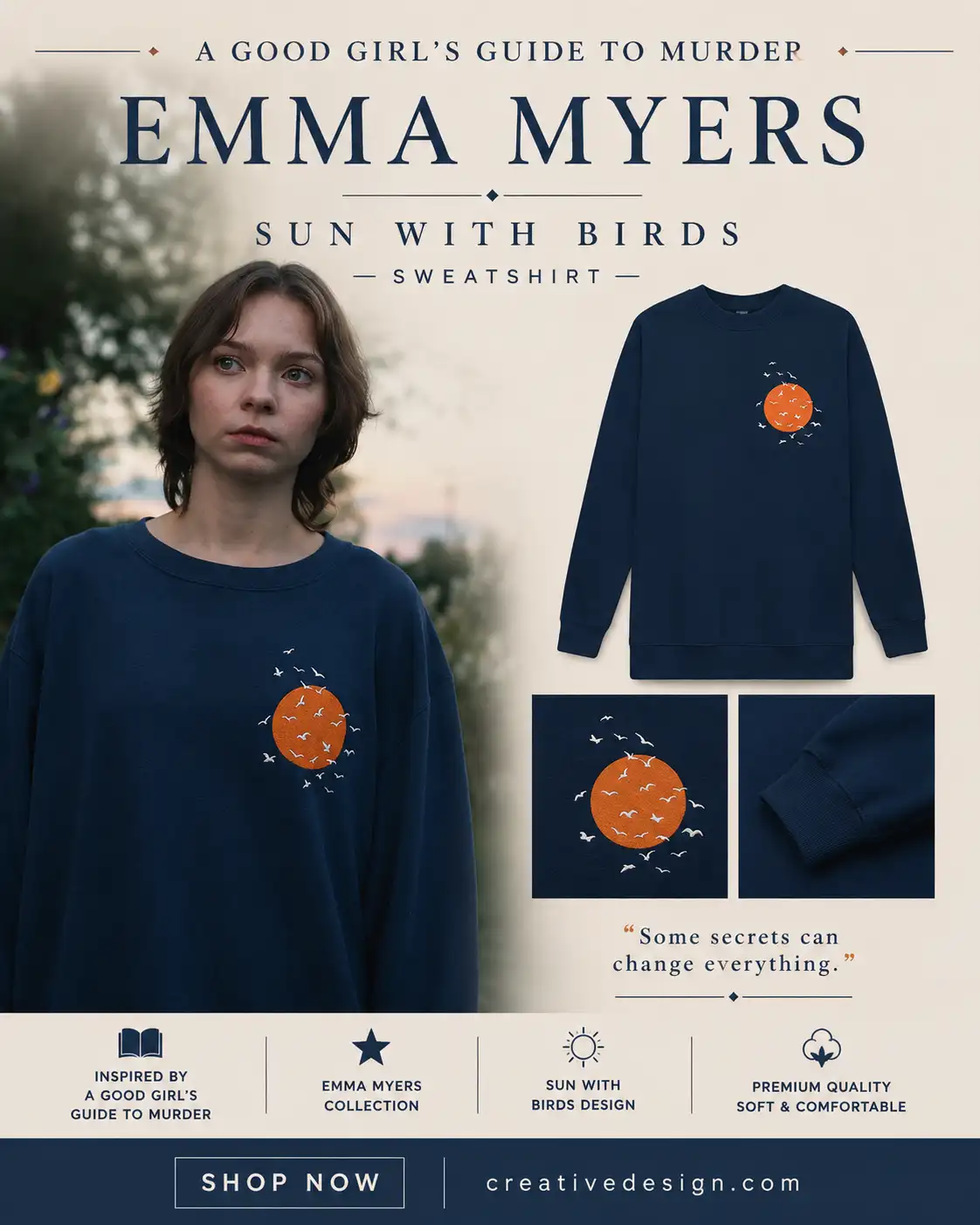 A Good Girl’s Guide to Murder Emma Myers Sun with Birds Sweatshirt
