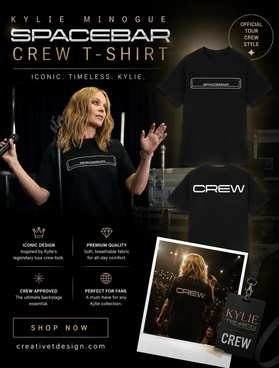 Kylie Minogue Spacebar Crew T-Shirt Kylie Minogue Spacebar Crew T-Shirt