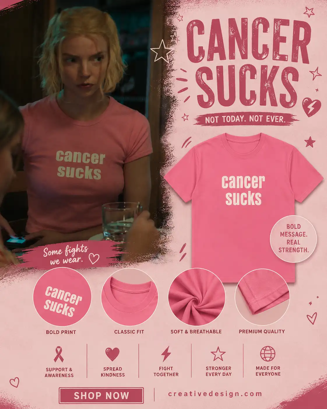 Lucky Anya Taylor Cancer Sucks Tee