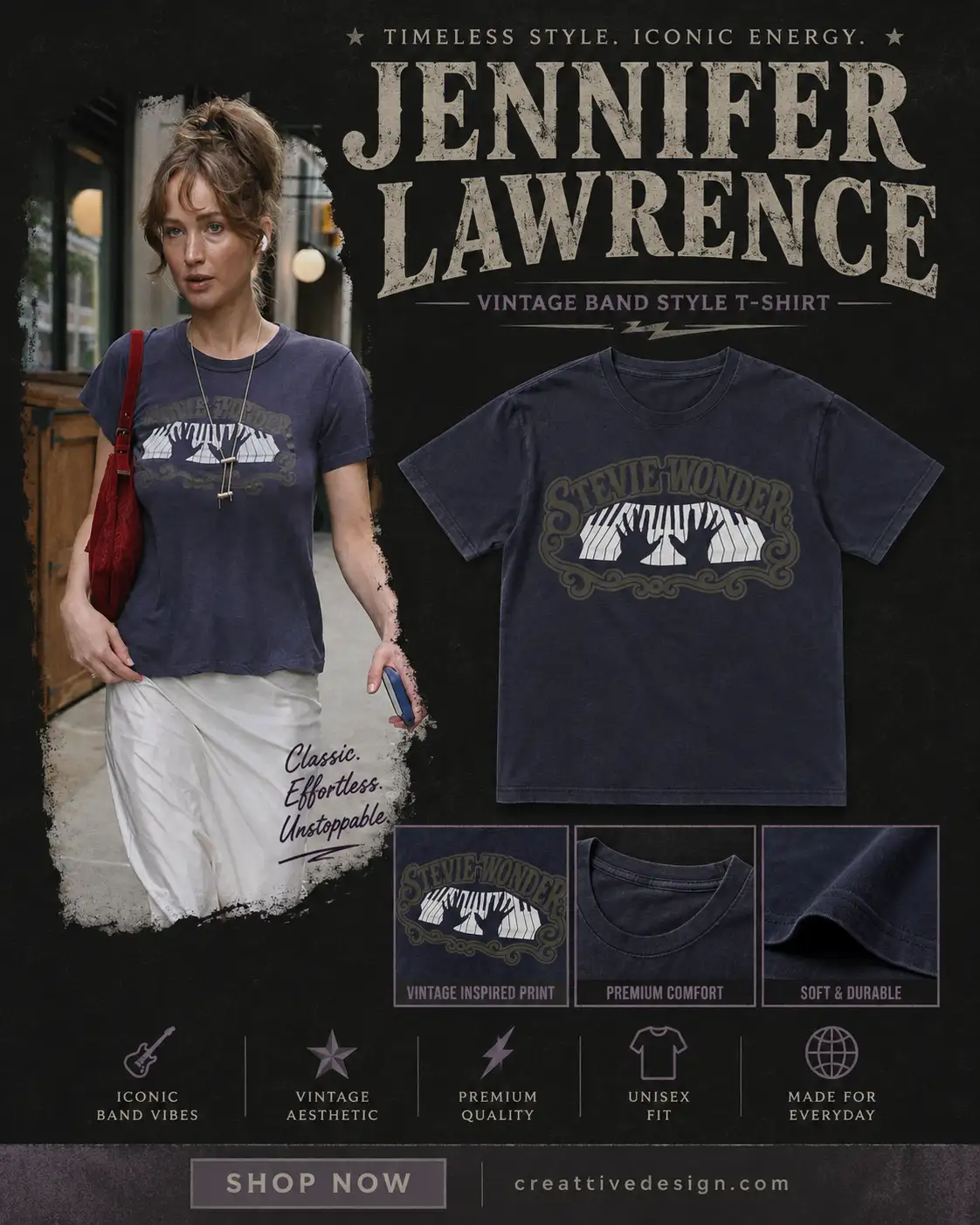 Jennifer Lawrence Stevie Wonder Piano Hands Tee Jennifer Lawrence Stevie Wonder Piano Hands Tee