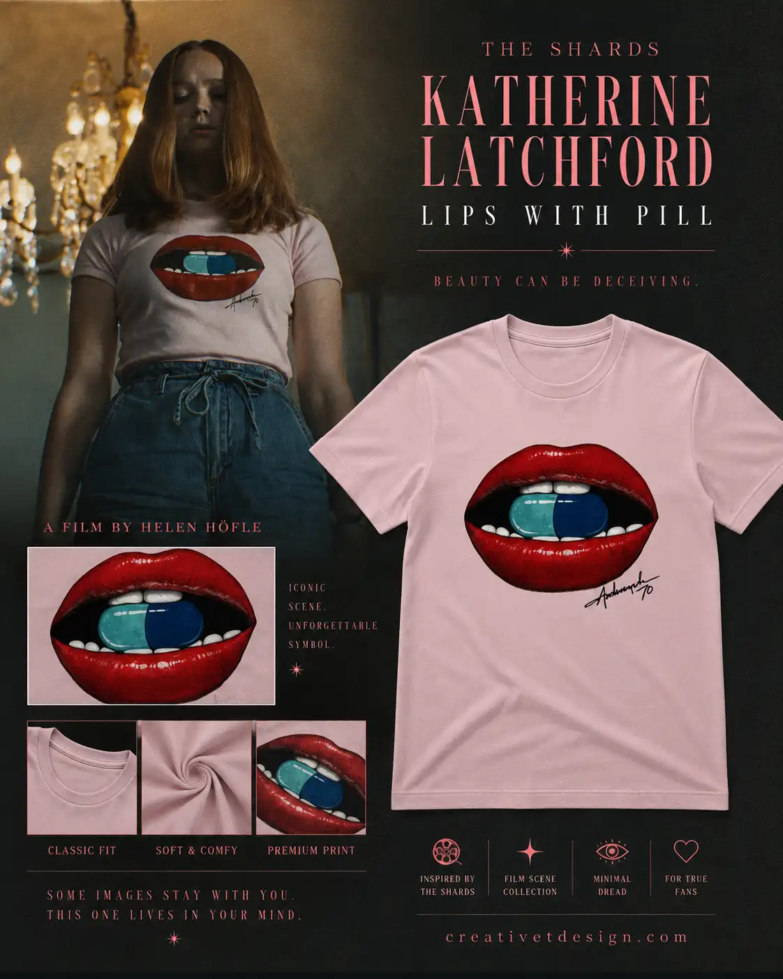 The Shards Katherine Latchford Lips with Pill Tee