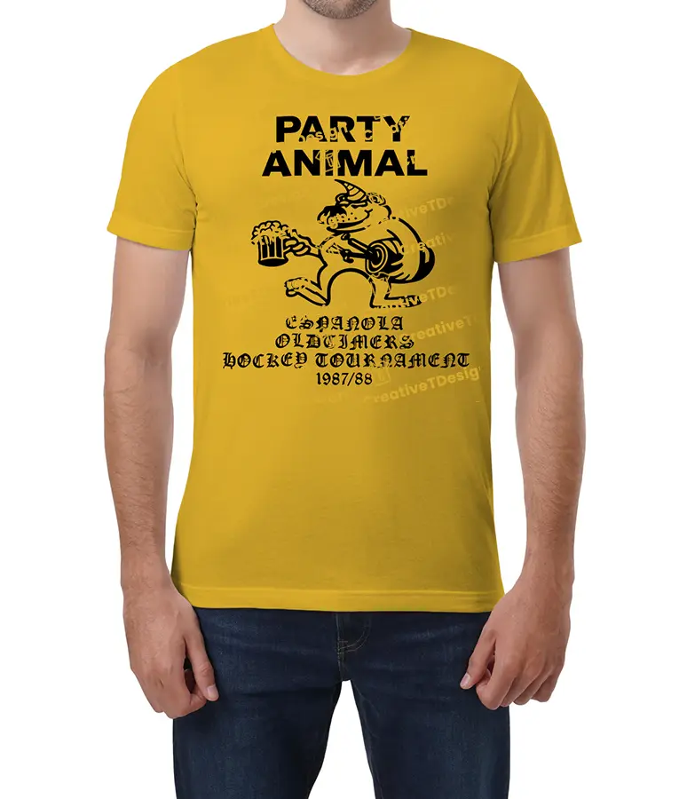 Jack Innanen Adults Party Animal Espanola Oldtimers Hockey Tournament T-Shirt