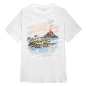 Tropical Island with Erupting Volcano 72 Hours Ben Marshall Tee