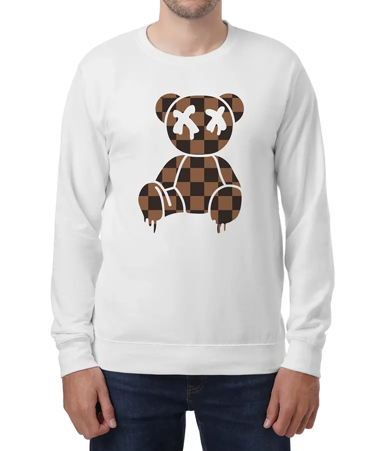 Dripping Checkerboard Teddy Bear Sweatshirt - CreativeTDesign