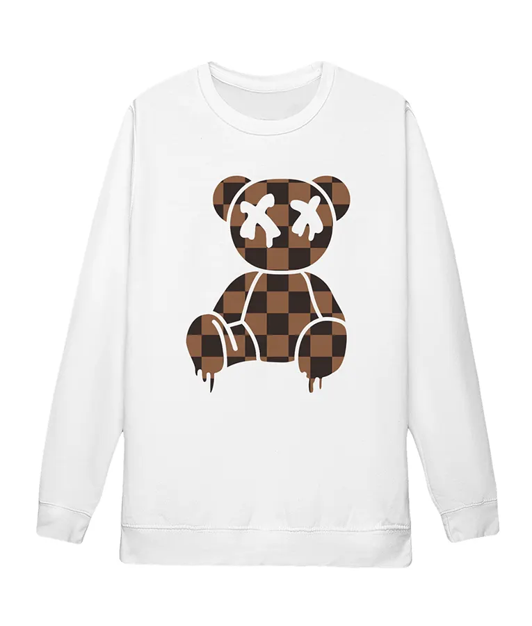 Dripping Checkerboard Teddy Bear Sweatshirt - CreativeTDesign